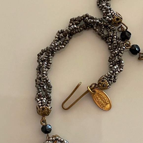 Haskell Diamonte Pearl Gold Filigree Black Pendant Signed Vintage Necklace - Picture 6 of 14